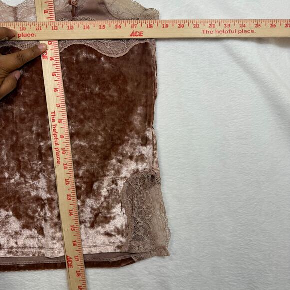 Lauren Conrad M Velour Lace Trim Top Pink Cozy Chic Lounge Sleep Sexy Y2K Retro - Picture 9 of 10